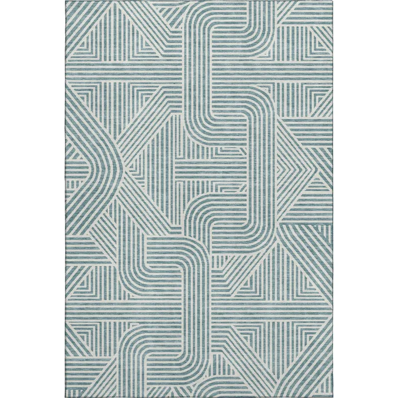 Luxury Washable Indoor/Outdoor The Reserve Teal 5\' x 7\'6\" Rug