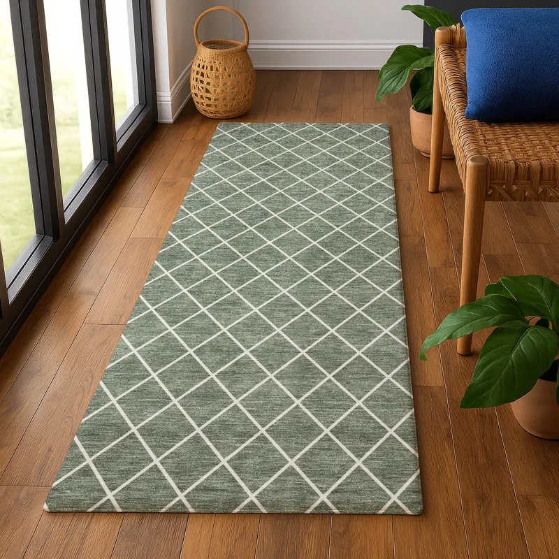 Luxury Washable Indoor/Outdoor The Reserve Basil 2\'3\" x 7\'6\" Runner Rug