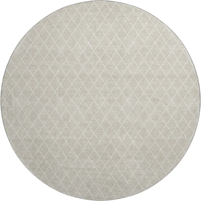Luxury Washable Indoor/Outdoor The Reserve Beige 8\' x 8\' Round Rug