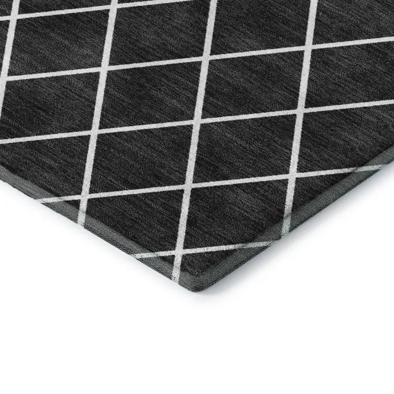 Luxury Washable Indoor/Outdoor The Reserve Black 2\'6\" x 3\'10\" Rug