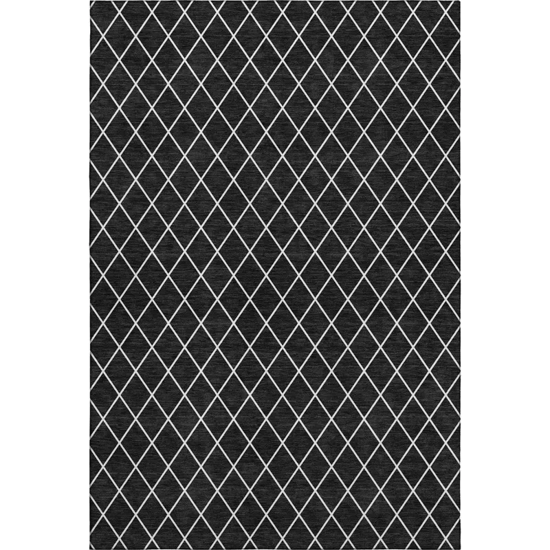 Luxury Washable Indoor/Outdoor The Reserve Black 2\'6\" x 3\'10\" Rug