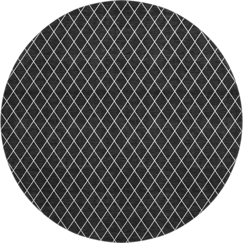 Luxury Washable Indoor/Outdoor The Reserve Black 8\' x 8\' Round Rug