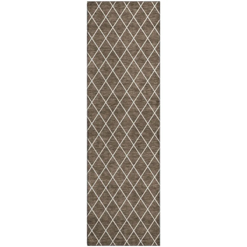 Luxury Washable Indoor/Outdoor The Reserve Brown 2\'3\" x 7\'6\" Runner Rug