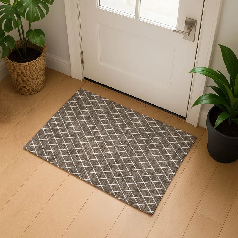 Luxury Washable Indoor/Outdoor The Reserve Brown 1\'8\" x 2\'6\" Rug