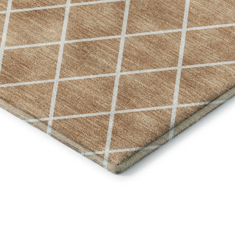 Luxury Washable Indoor/Outdoor The Reserve Copper 8\' x 8\' Round Rug