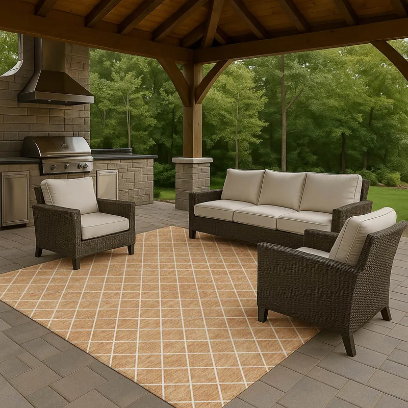 Luxury Washable Indoor/Outdoor The Reserve Copper 3\' x 5\' Rug