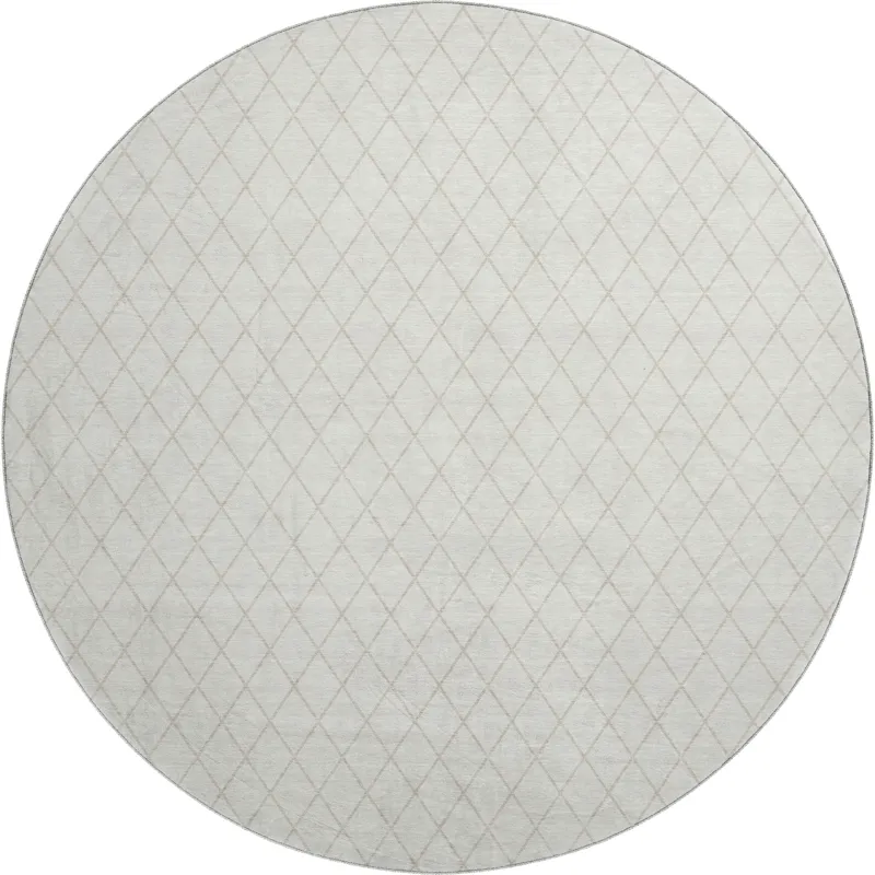 Luxury Washable Indoor/Outdoor The Reserve Ivory 8\' x 8\' Round Rug