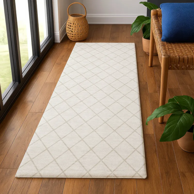 Luxury Washable Indoor/Outdoor The Reserve Ivory 2\'3\" x 7\'6\" Runner Rug