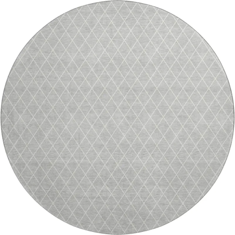 Luxury Washable Indoor/Outdoor The Reserve Silver 8\' x 8\' Round Rug