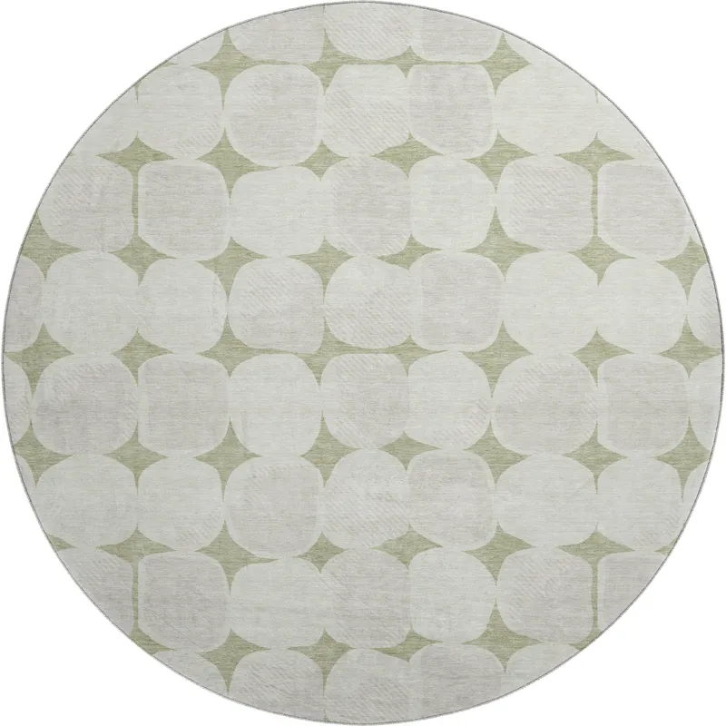Luxury Washable Indoor/Outdoor The Reserve Aloe 8\' x 8\' Round Rug