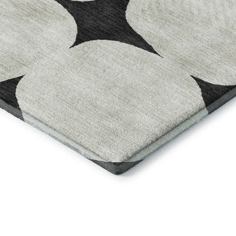 Luxury Washable Indoor/Outdoor The Reserve Black 2\'3\" x 7\'6\" Runner Rug