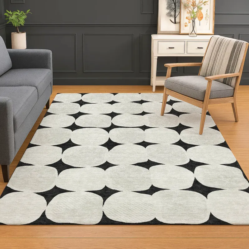 Luxury Washable Indoor/Outdoor The Reserve Black 3\' x 5\' Rug