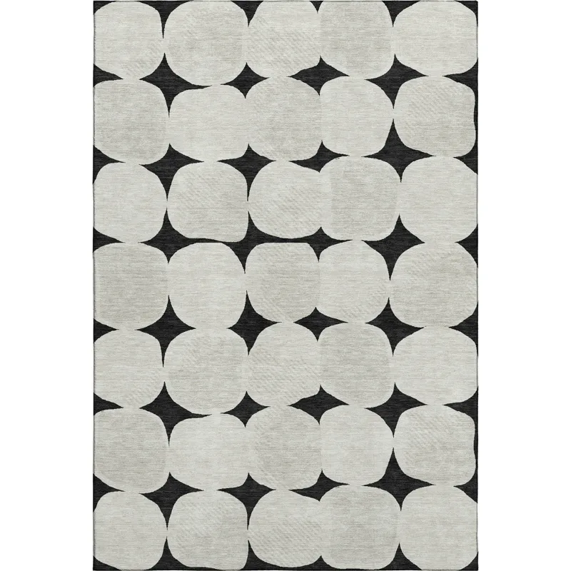 Luxury Washable Indoor/Outdoor The Reserve Black 3\' x 5\' Rug