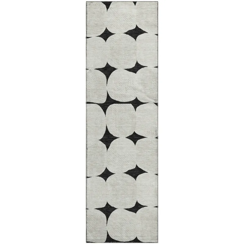 Luxury Washable Indoor/Outdoor The Reserve Black 2\'3\" x 7\'6\" Runner Rug