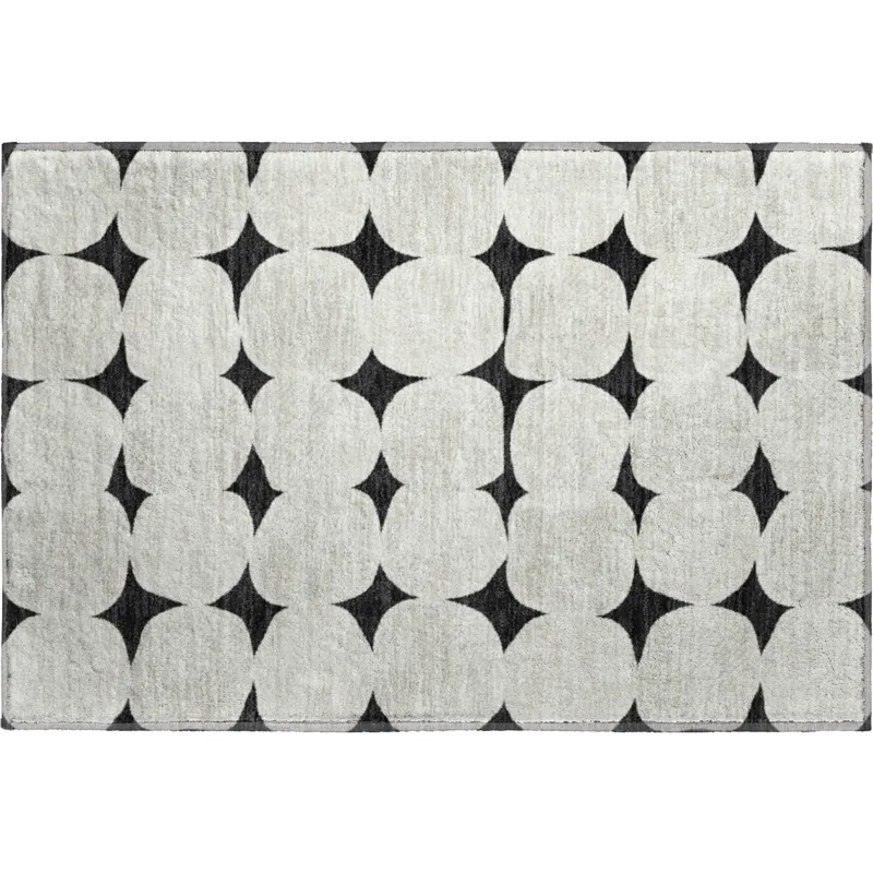 Luxury Washable Indoor/Outdoor The Reserve Black 1\'8\" x 2\'6\" Rug