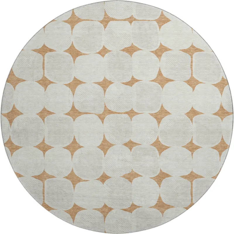Luxury Washable Indoor/Outdoor The Reserve Copper 8\' x 8\' Round Rug
