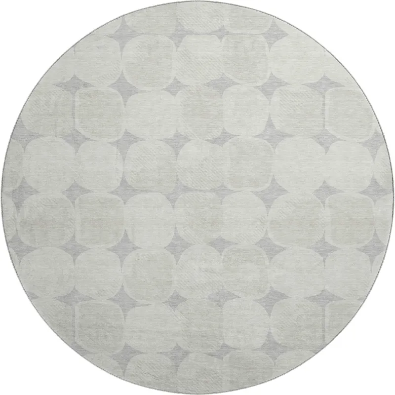 Luxury Washable Indoor/Outdoor The Reserve Gray 8\' x 8\' Round Rug