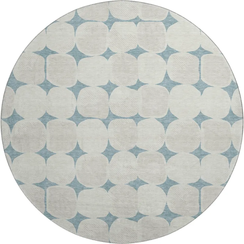 Luxury Washable Indoor/Outdoor The Reserve Teal 8\' x 8\' Round Rug