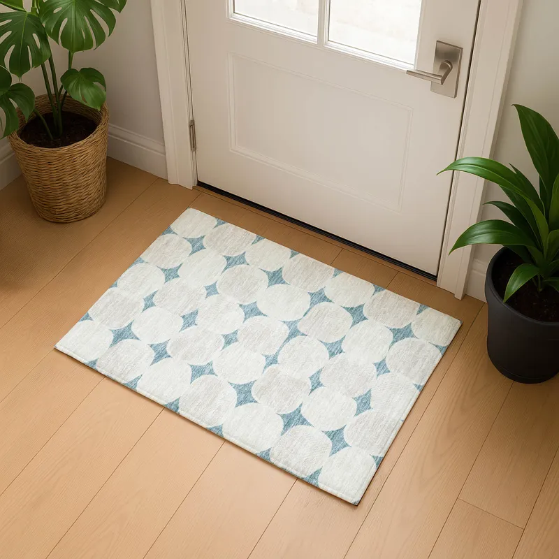 Luxury Washable Indoor/Outdoor The Reserve Teal 1\'8\" x 2\'6\" Rug