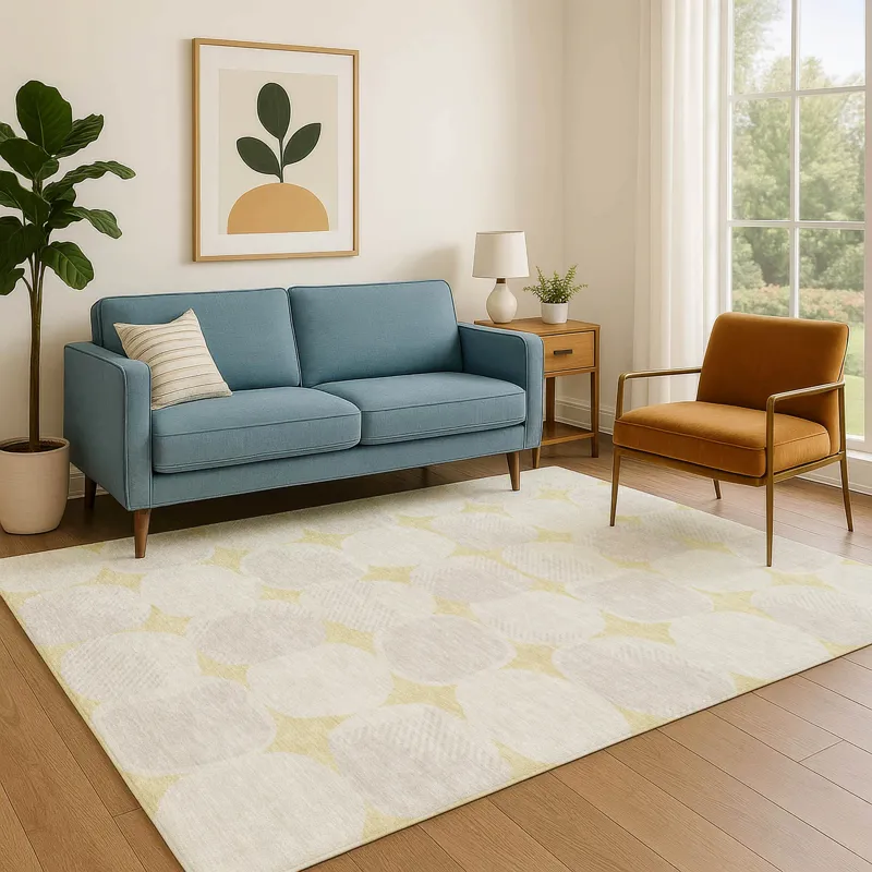 Luxury Washable Indoor/Outdoor The Reserve Wheat 5\' x 7\'6\" Rug