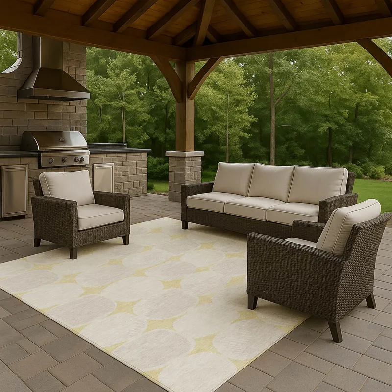 Luxury Washable Indoor/Outdoor The Reserve Wheat 5\' x 7\'6\" Rug