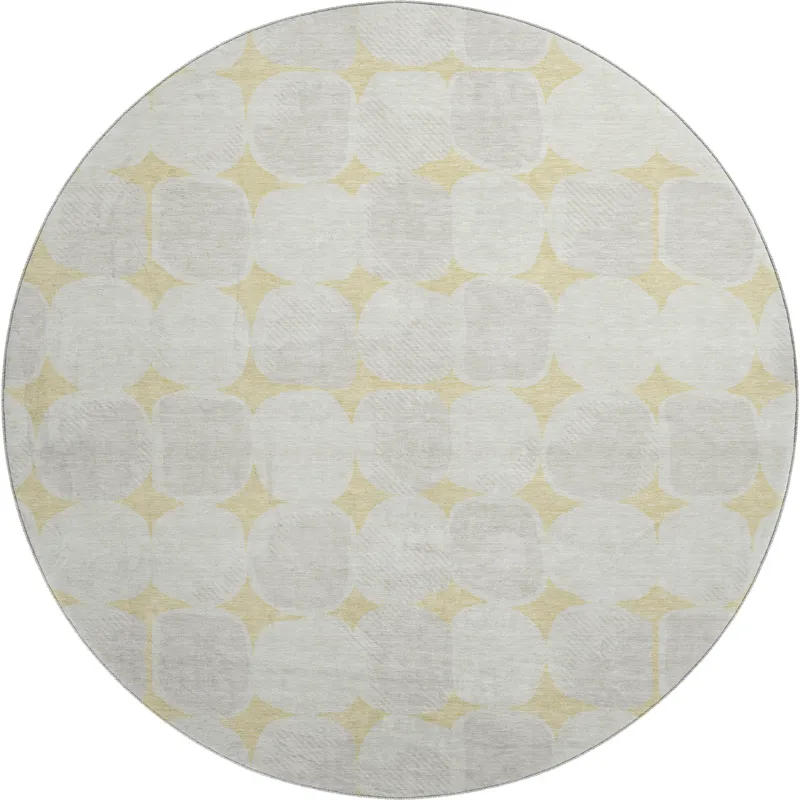 Luxury Washable Indoor/Outdoor The Reserve Wheat 8\' x 8\' Round Rug