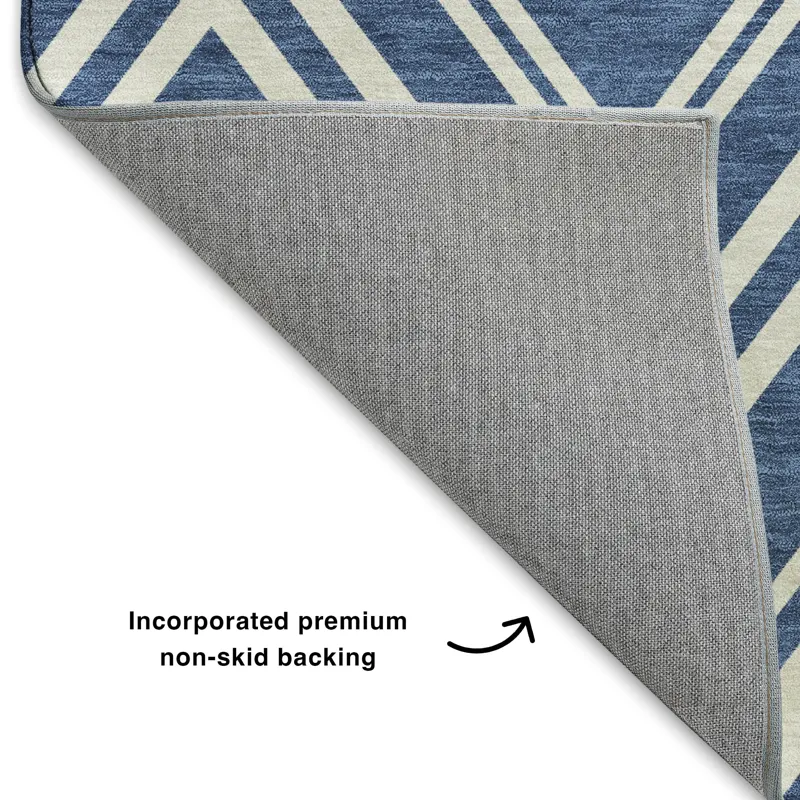 Luxury Washable Indoor/Outdoor The Reserve Blue 3\' x 5\' Rug