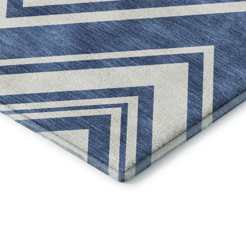 Luxury Washable Indoor/Outdoor The Reserve Blue 3\' x 5\' Rug