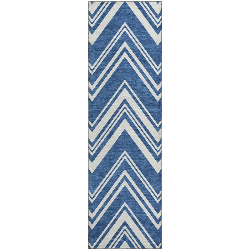 Luxury Washable Indoor/Outdoor The Reserve Blue 2\'3\" x 7\'6\" Runner Rug