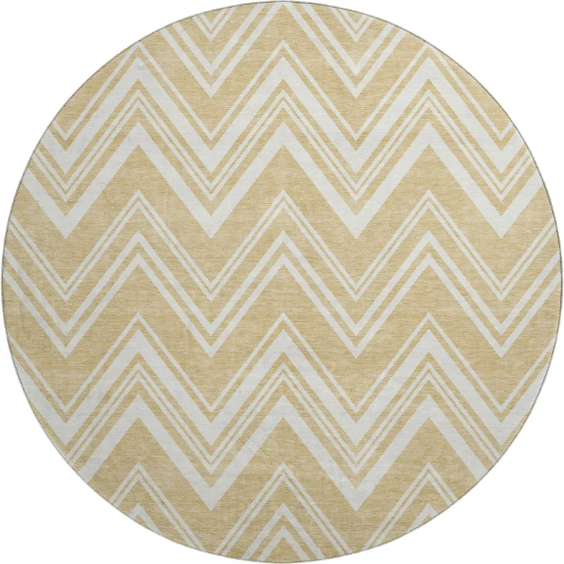 Luxury Washable Indoor/Outdoor The Reserve Honey 8\' x 8\' Round Rug
