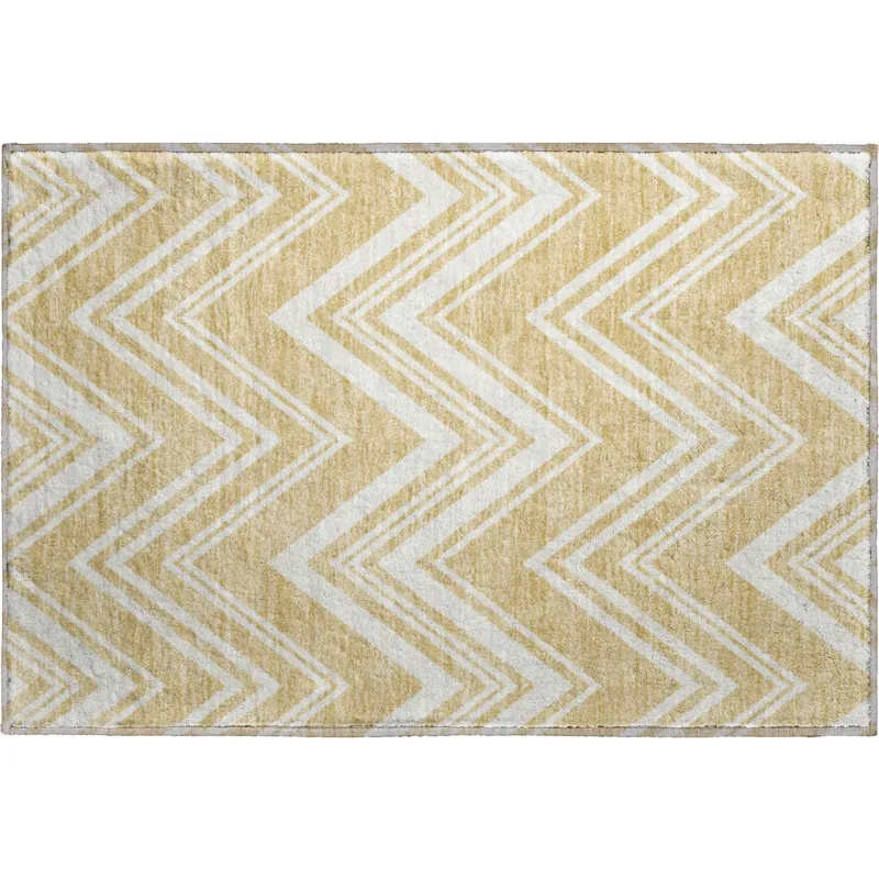 Luxury Washable Indoor/Outdoor The Reserve Honey 1\'8\" x 2\'6\" Rug
