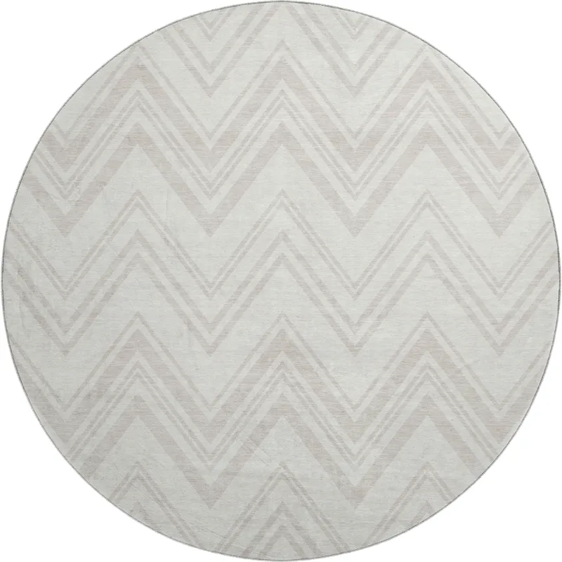 Luxury Washable Indoor/Outdoor The Reserve Ivory 8\' x 8\' Round Rug