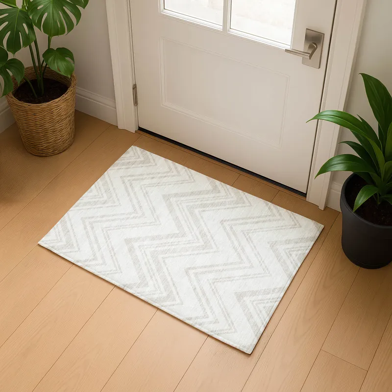 Luxury Washable Indoor/Outdoor The Reserve Ivory 1\'8\" x 2\'6\" Rug