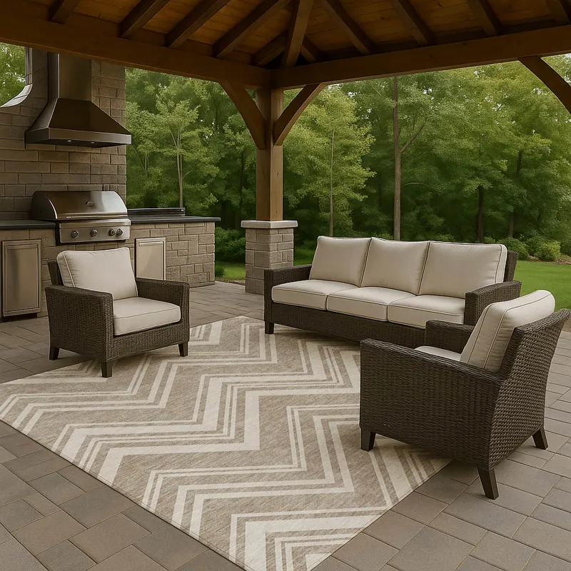 Luxury Washable Indoor/Outdoor The Reserve Khaki 3\' x 5\' Rug