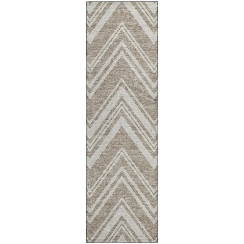 Luxury Washable Indoor/Outdoor The Reserve Khaki 2\'3\" x 7\'6\" Runner Rug