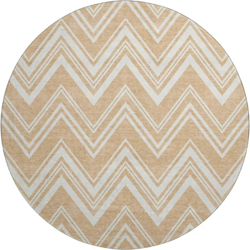 Luxury Washable Indoor/Outdoor The Reserve Peach 8\' x 8\' Round Rug