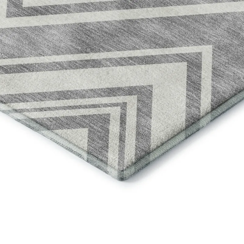 Luxury Washable Indoor/Outdoor The Reserve Pewter 5\' x 7\'6\" Rug
