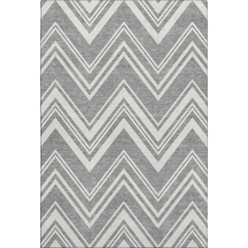 Luxury Washable Indoor/Outdoor The Reserve Pewter 5\' x 7\'6\" Rug