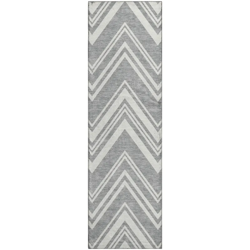 Luxury Washable Indoor/Outdoor The Reserve Pewter 2\'3\" x 7\'6\" Runner Rug