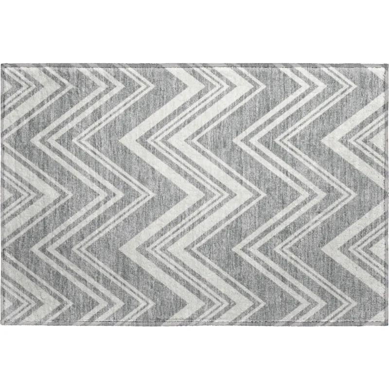 Luxury Washable Indoor/Outdoor The Reserve Pewter 1\'8\" x 2\'6\" Rug