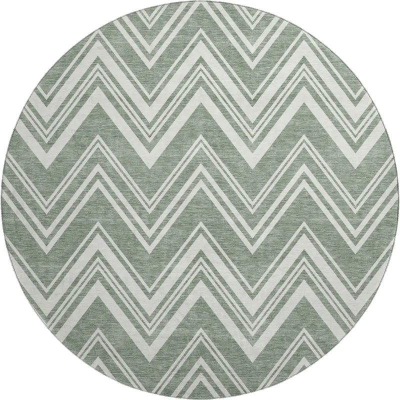 Luxury Washable Indoor/Outdoor The Reserve Sage 8\' x 8\' Round Rug