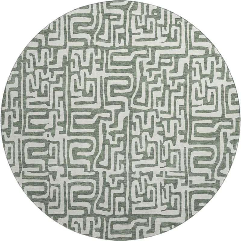 Luxury Washable Indoor/Outdoor The Reserve Basil 8\' x 8\' Round Rug