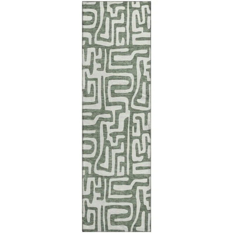 Luxury Washable Indoor/Outdoor The Reserve Basil 2\'3\" x 7\'6\" Runner Rug