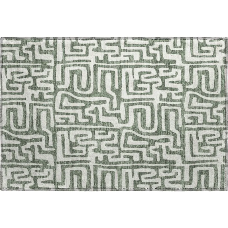 Luxury Washable Indoor/Outdoor The Reserve Basil 1\'8\" x 2\'6\" Rug
