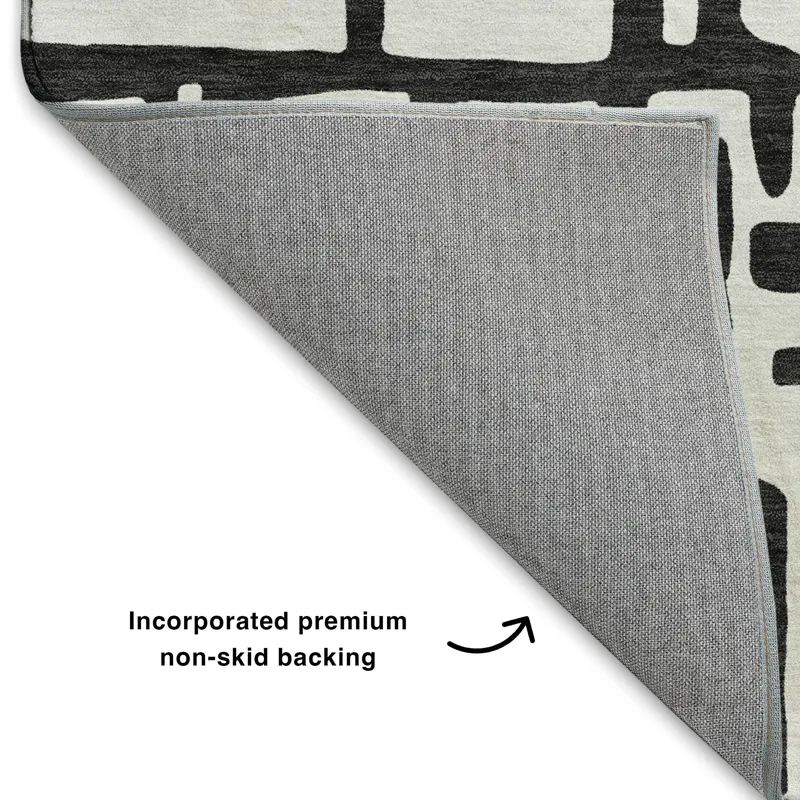 Luxury Washable Indoor/Outdoor The Reserve Black 5\' x 7\'6\" Rug