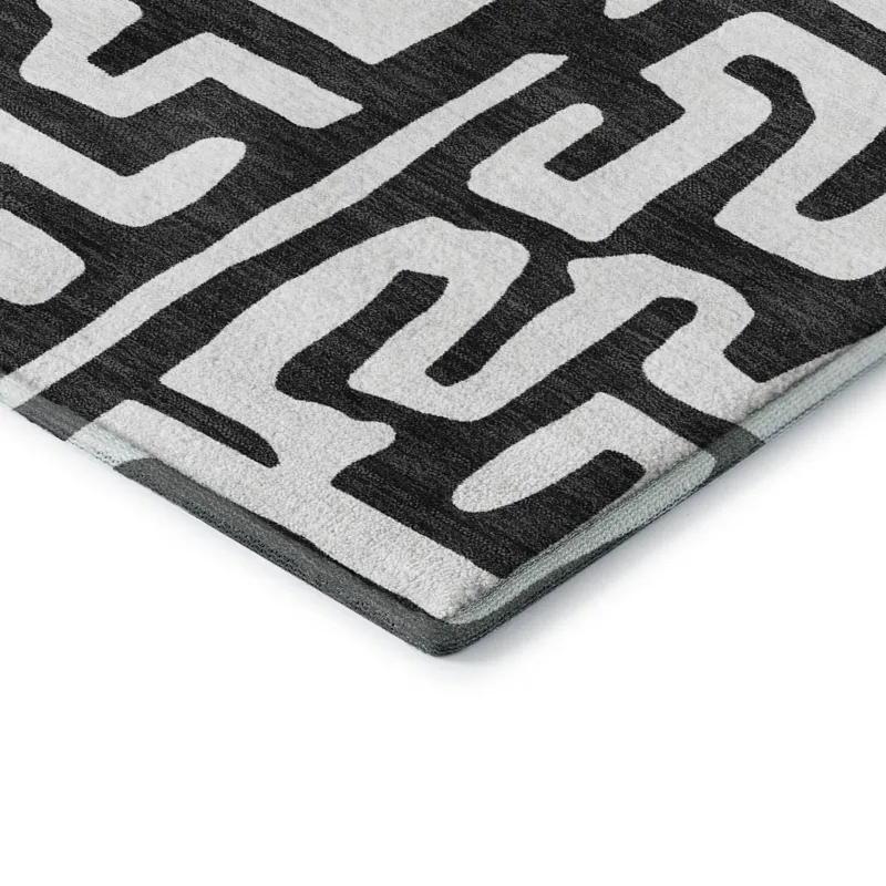 Luxury Washable Indoor/Outdoor The Reserve Black 5\' x 7\'6\" Rug