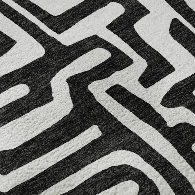 Luxury Washable Indoor/Outdoor The Reserve Black 5\' x 7\'6\" Rug