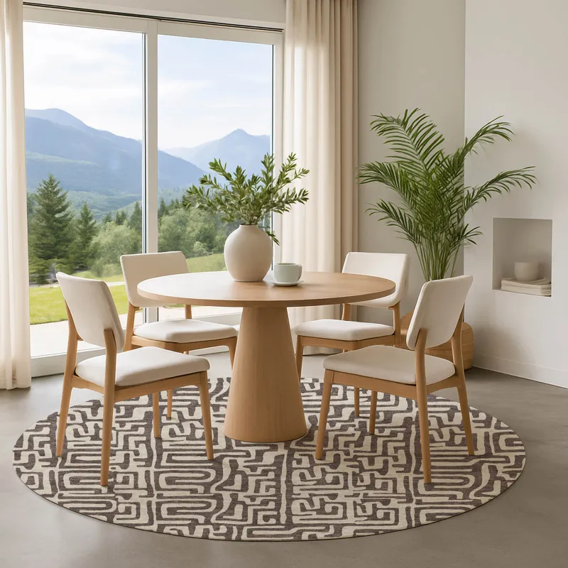Luxury Washable Indoor/Outdoor The Reserve Chocolate 8\' x 8\' Round Rug