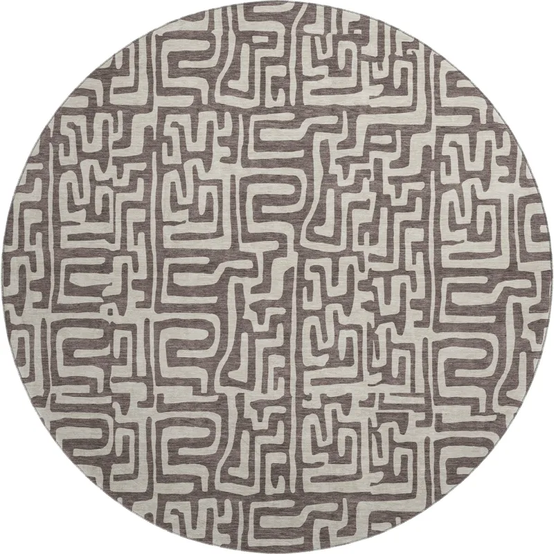 Luxury Washable Indoor/Outdoor The Reserve Chocolate 8\' x 8\' Round Rug