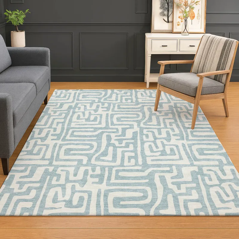 Luxury Washable Indoor/Outdoor The Reserve Denim 8\' x 10\' Rug